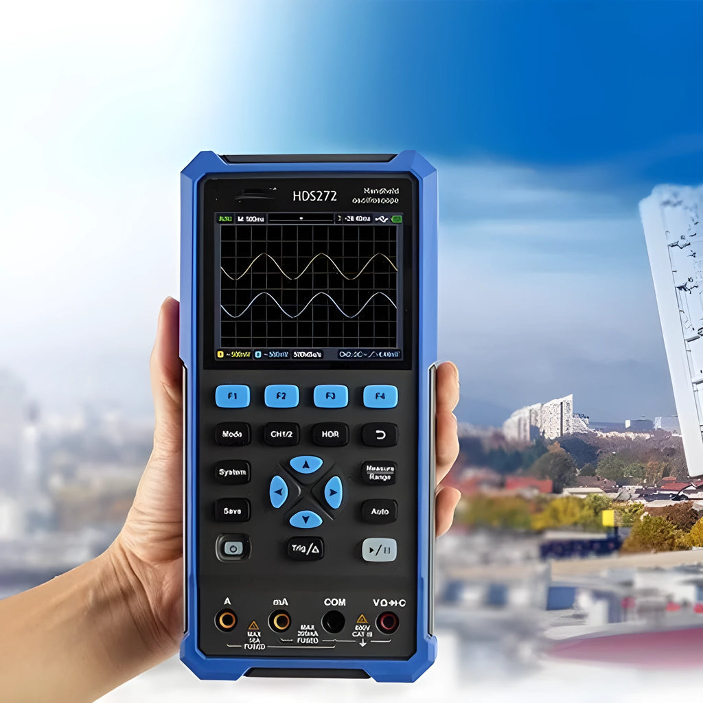 Handheld digital oscilloscope with probes and accessories for automotive electronics testing