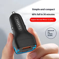 Black car charger with QC3.0 fast charging and PD USB output for cigarette lighter socket