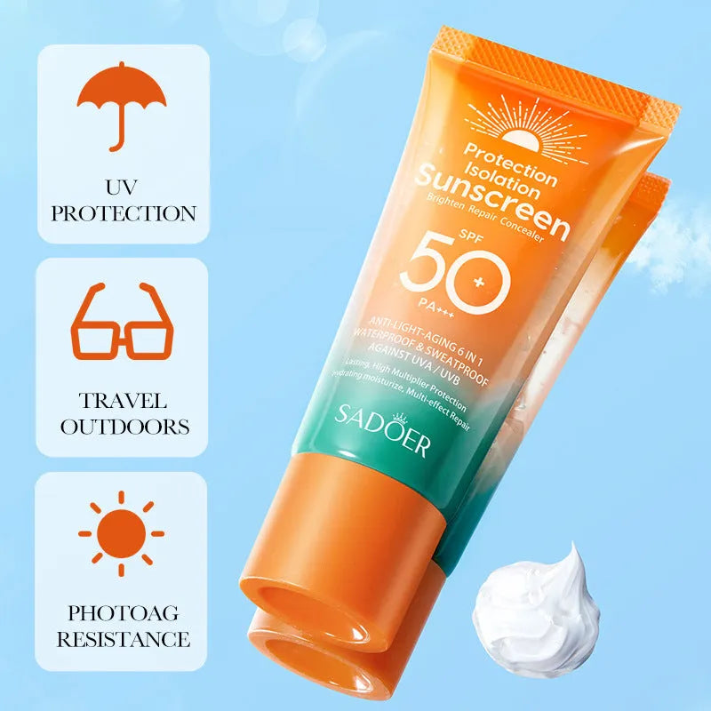 Double tube multi-effect repair isolation sunscreen and primer 50g universal formula