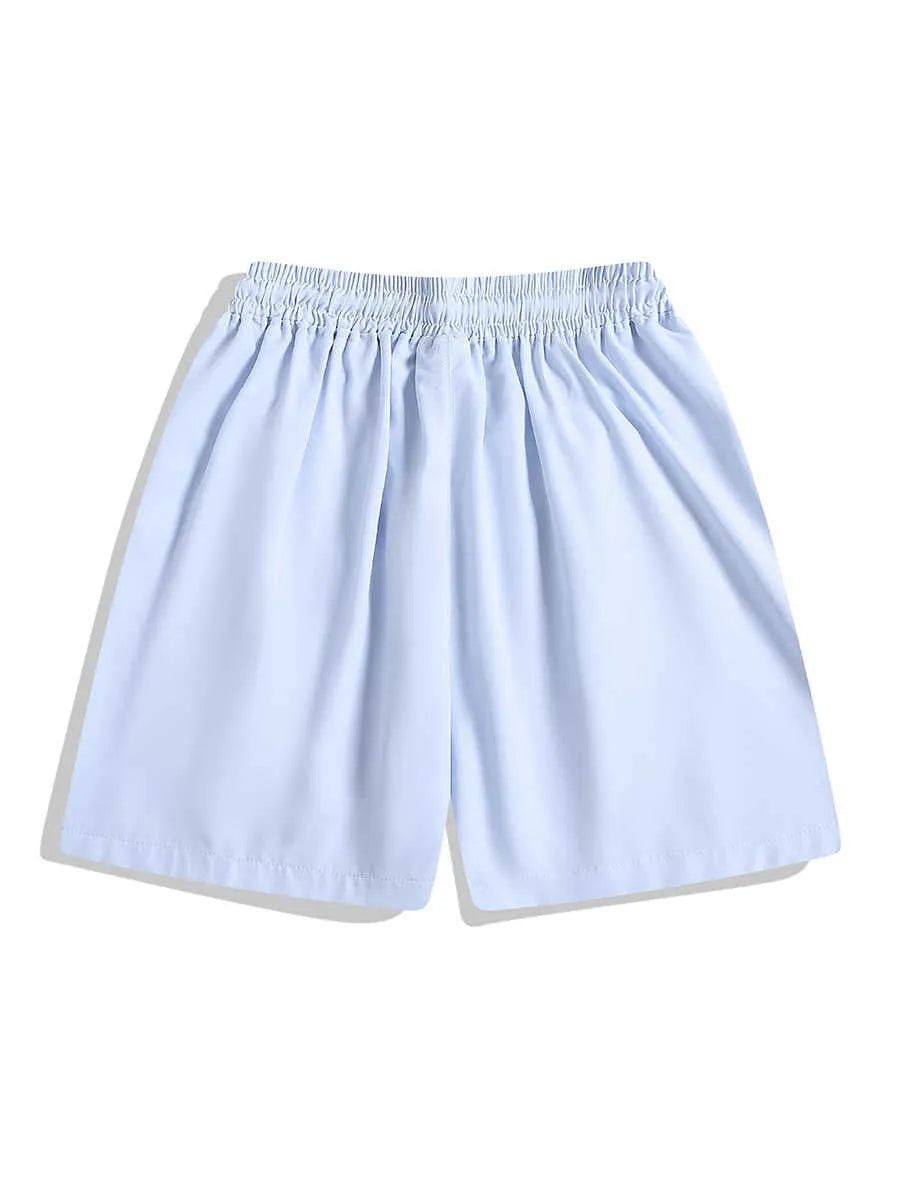 Men's black quick-drying sports shorts with grey contrast panels and elastic waistband