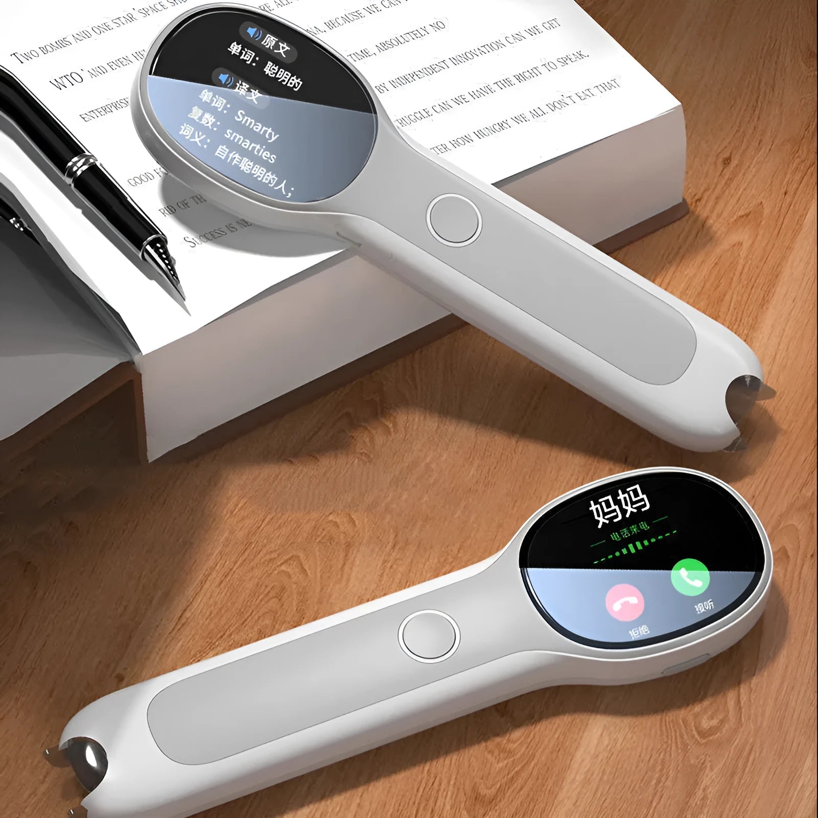 White universal reading pen with translation function for language learning