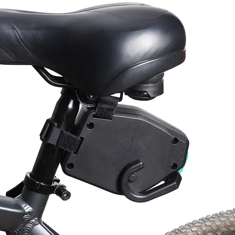 Black plastic bicycle trailer traction device with connecting rope and quick-release mechanism