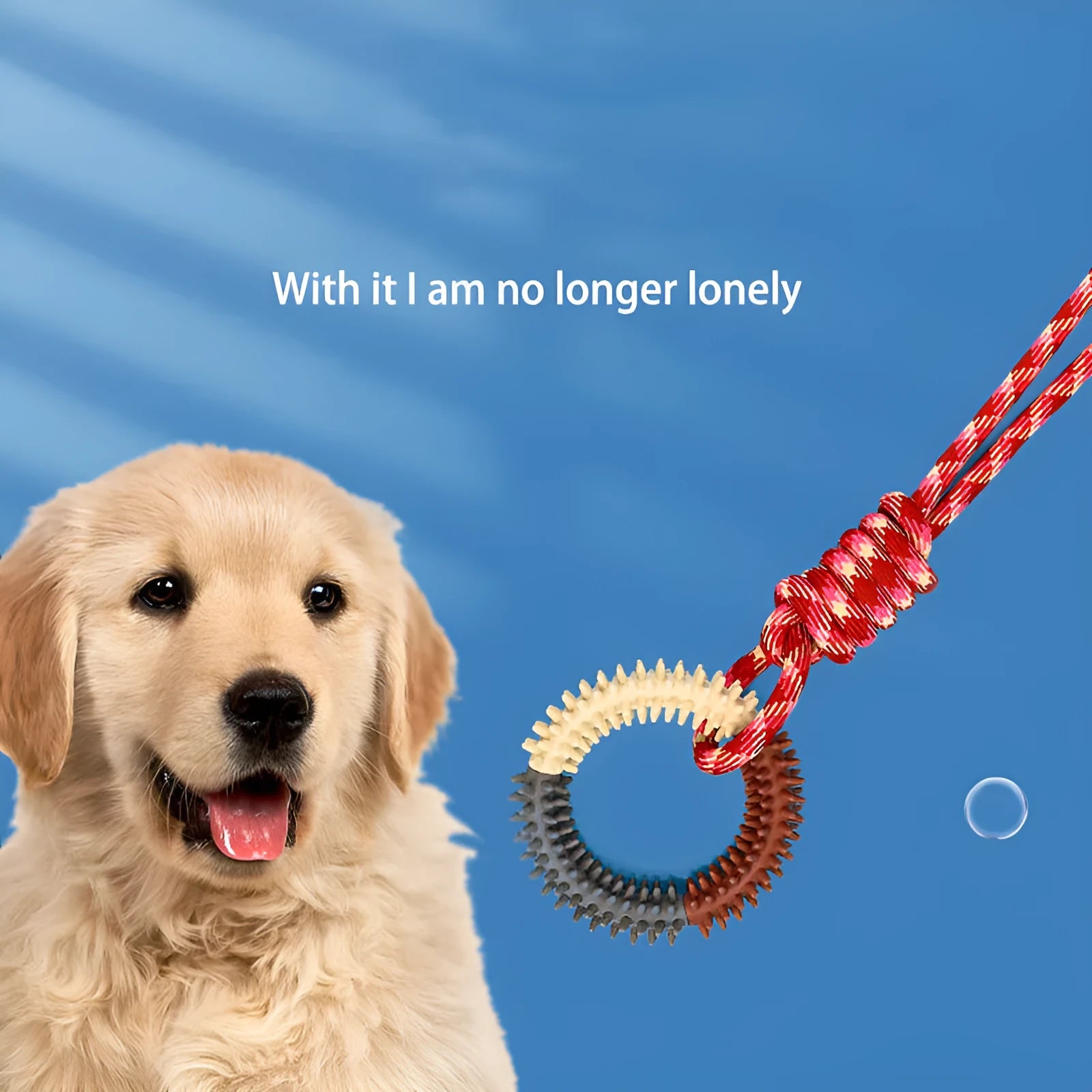 43cm blue braided rope dog toy with knots for teething and interactive play