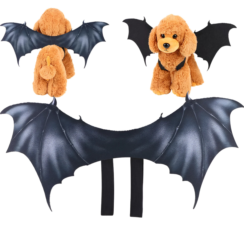 Black cloth bat wings Halloween costume for dogs and cats in large, medium, and small sizes