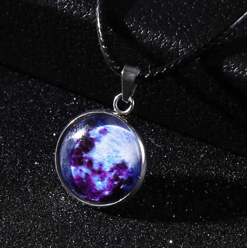 Luminous constellation design pendant necklace with adjustable chain in Christmas moon night sky theme