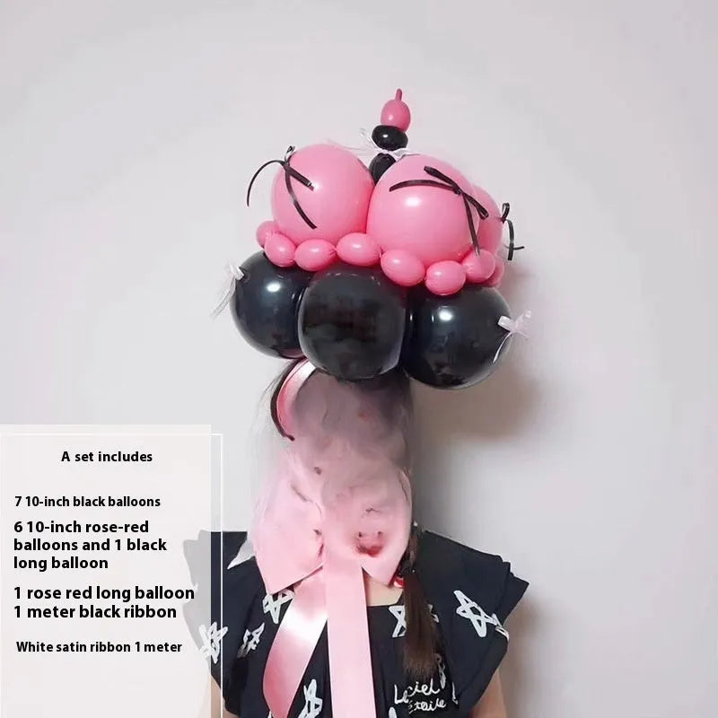 Round pre-assembled DIY balloon bouquet kit for cake decoration, showing one of ten available style sets.