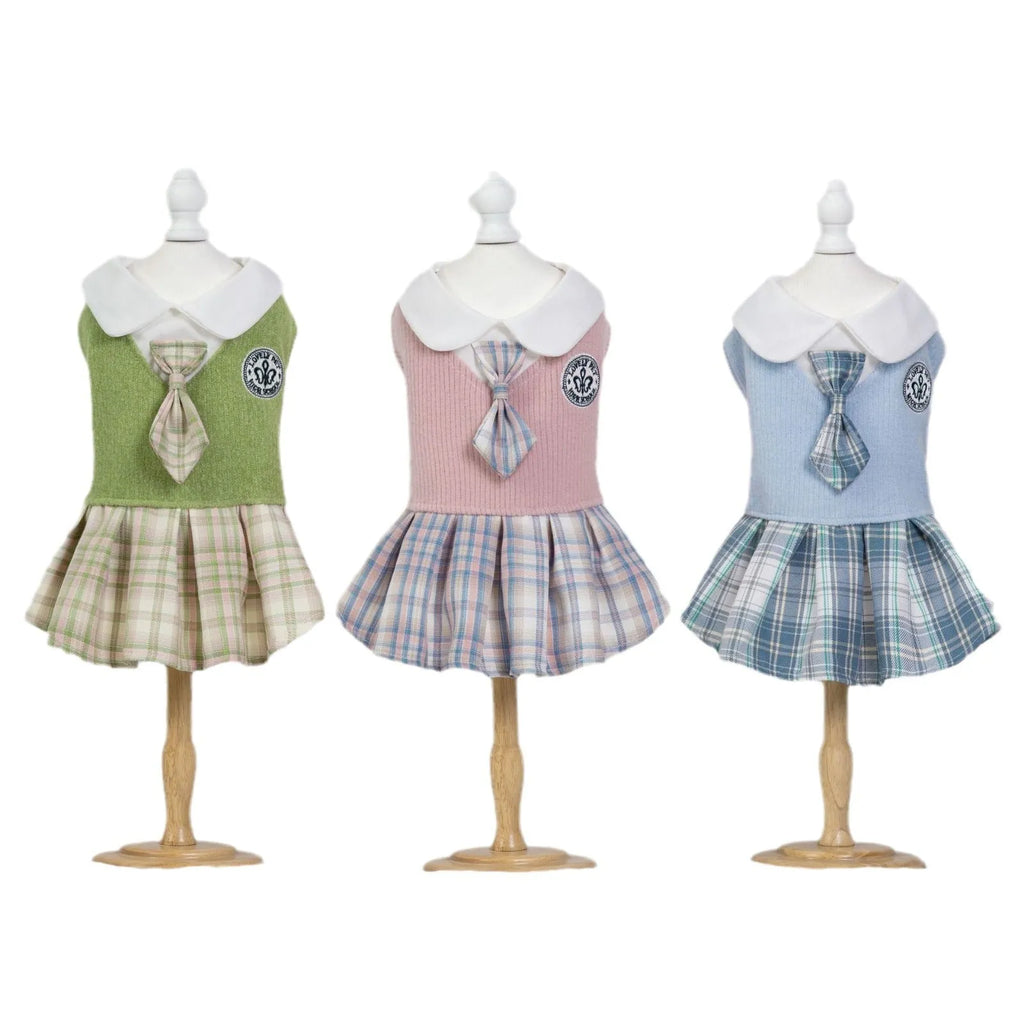 Polyester tartan skirt for pet dogs and cats in princess style
