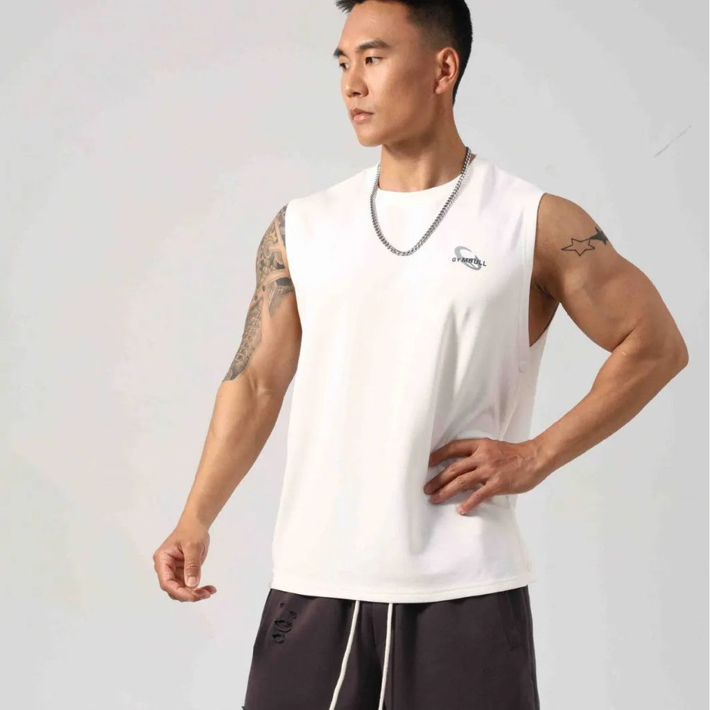 Korean style cotton fitness vest with hidden hook design in black colour