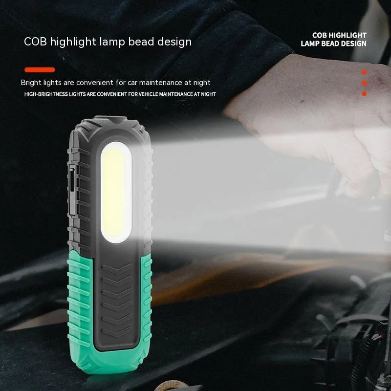 Black and green USB rechargeable auto repair work light with PET coated ABS casing