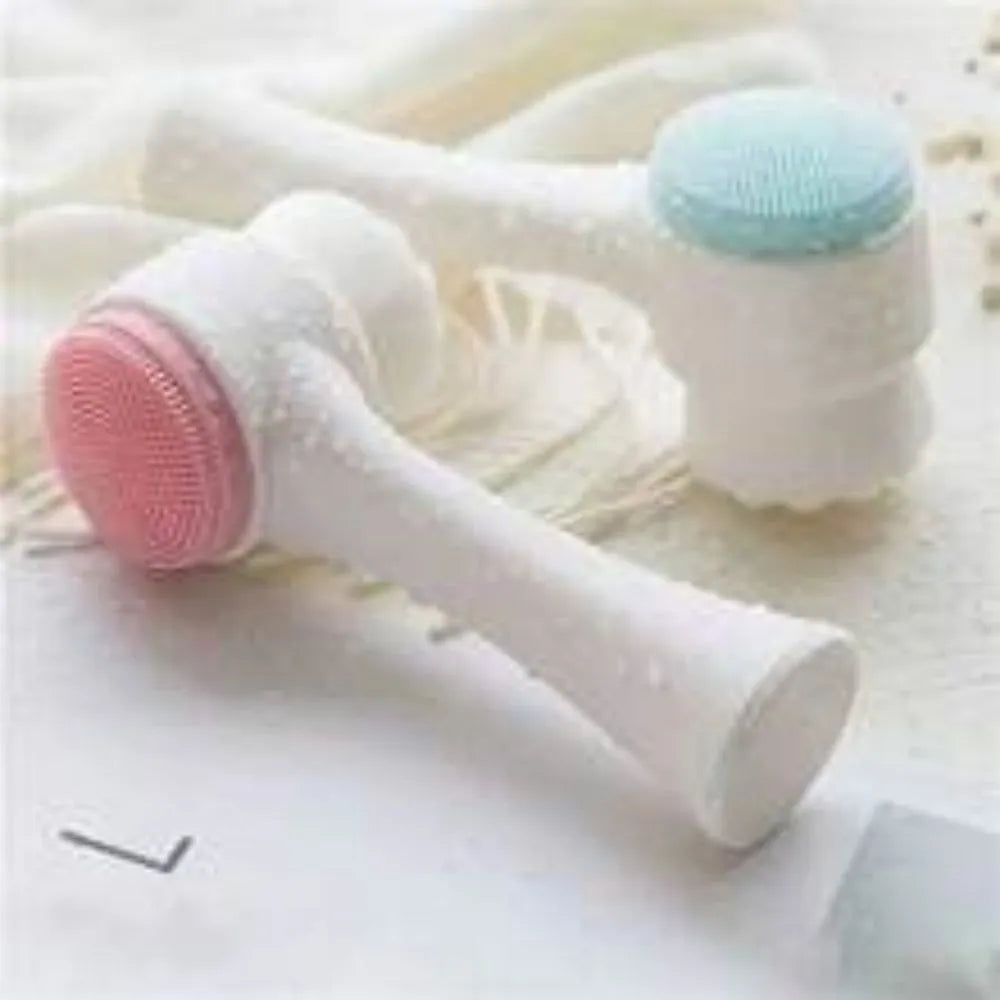 Blue and pink nylon pet paw brush for dog and cat grooming measuring 13.5cm long