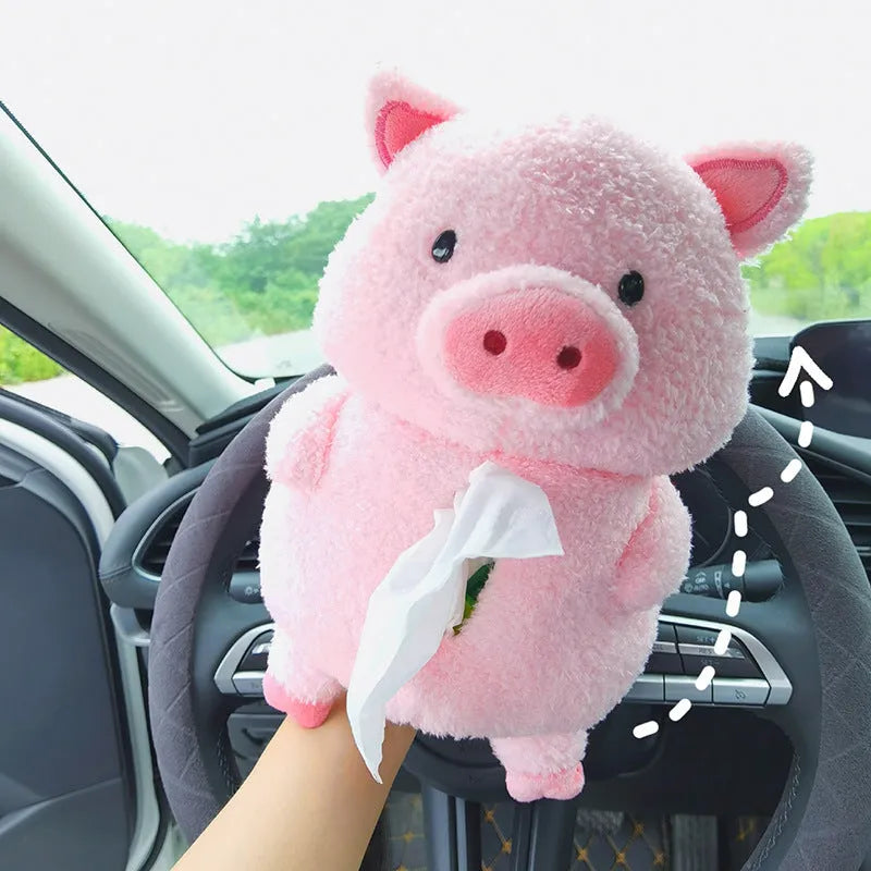 Plush cartoon lamb car tissue box cover for automotive and home decoration