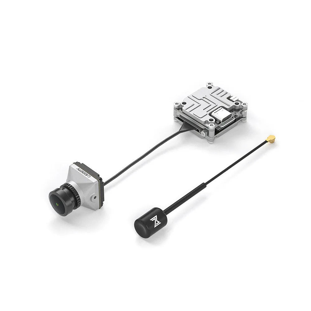 Silver Caddx ADAPTS DJI FPV digital image transmission kit and Polar Vista hardware for drone upgrade.
