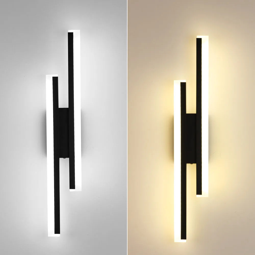 Gold finish double line wall lamp with modern design for hotel staircase lighting