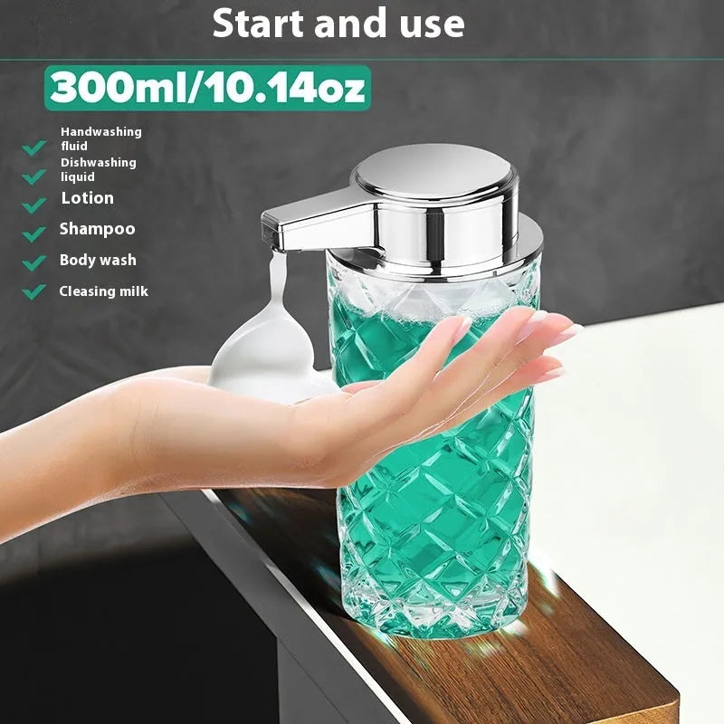 Automatic soap dispenser with metallic finish and USB Type-C charging port