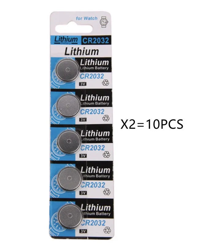 A card of five CR2032 3V lithium button batteries for electronic scales and remotes.