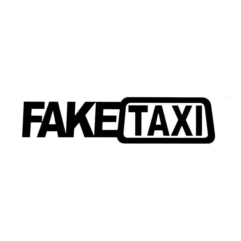 Waterproof PET Fake Taxi car window sticker measuring 20 by 8 cm in black text version.