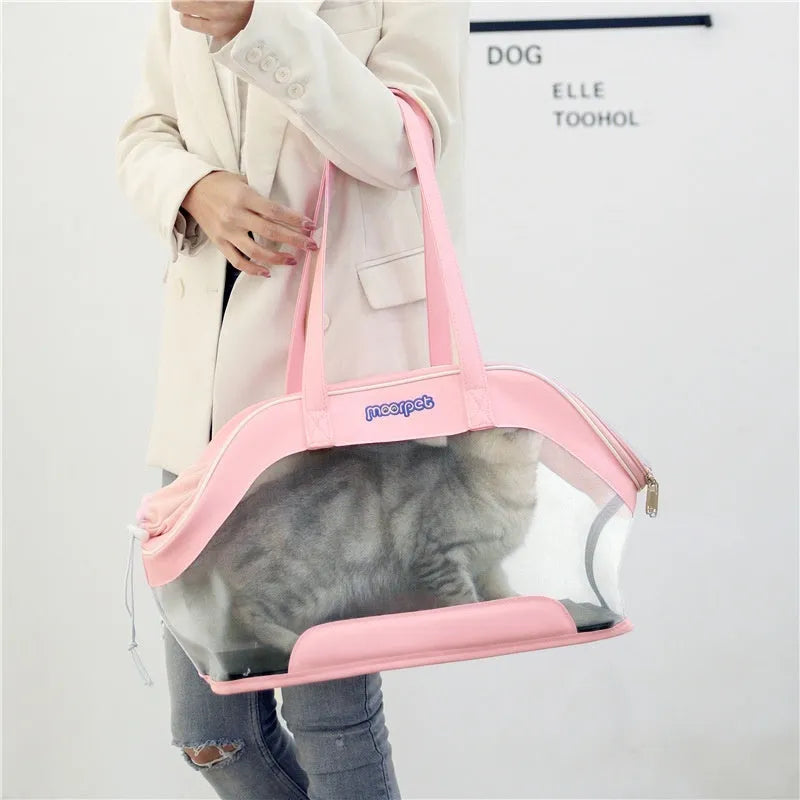 MOORPET leather cat carrier bag in a solid colour with 25-litre capacity.