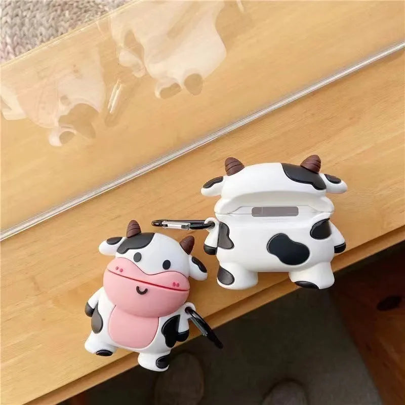 Cute cow cartoon silicone protective case for Apple AirPods charging case