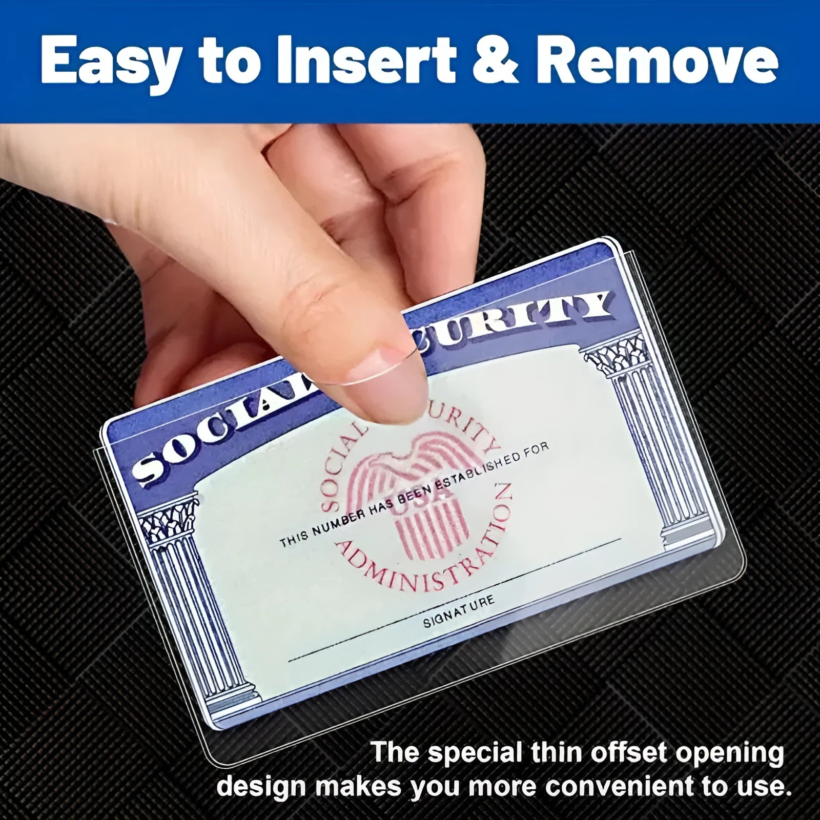 Clear transparent PVC social security card holder with waterproof cover