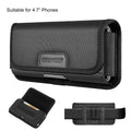 Men's multi-function nylon cloth belt slot waist bag for vertical and horizontal phones, breathable PU lining, solid colour