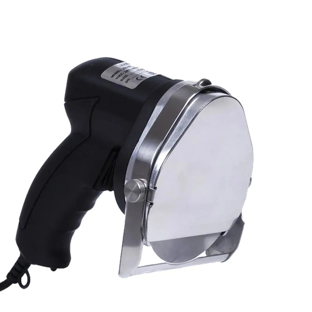 Black electric meat cleaver with EU plug for turkey barbecue preparation and meat processing