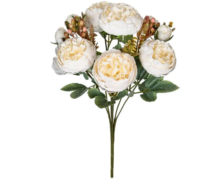 Artificial silk peony bouquet arrangement in a choice of five colours.