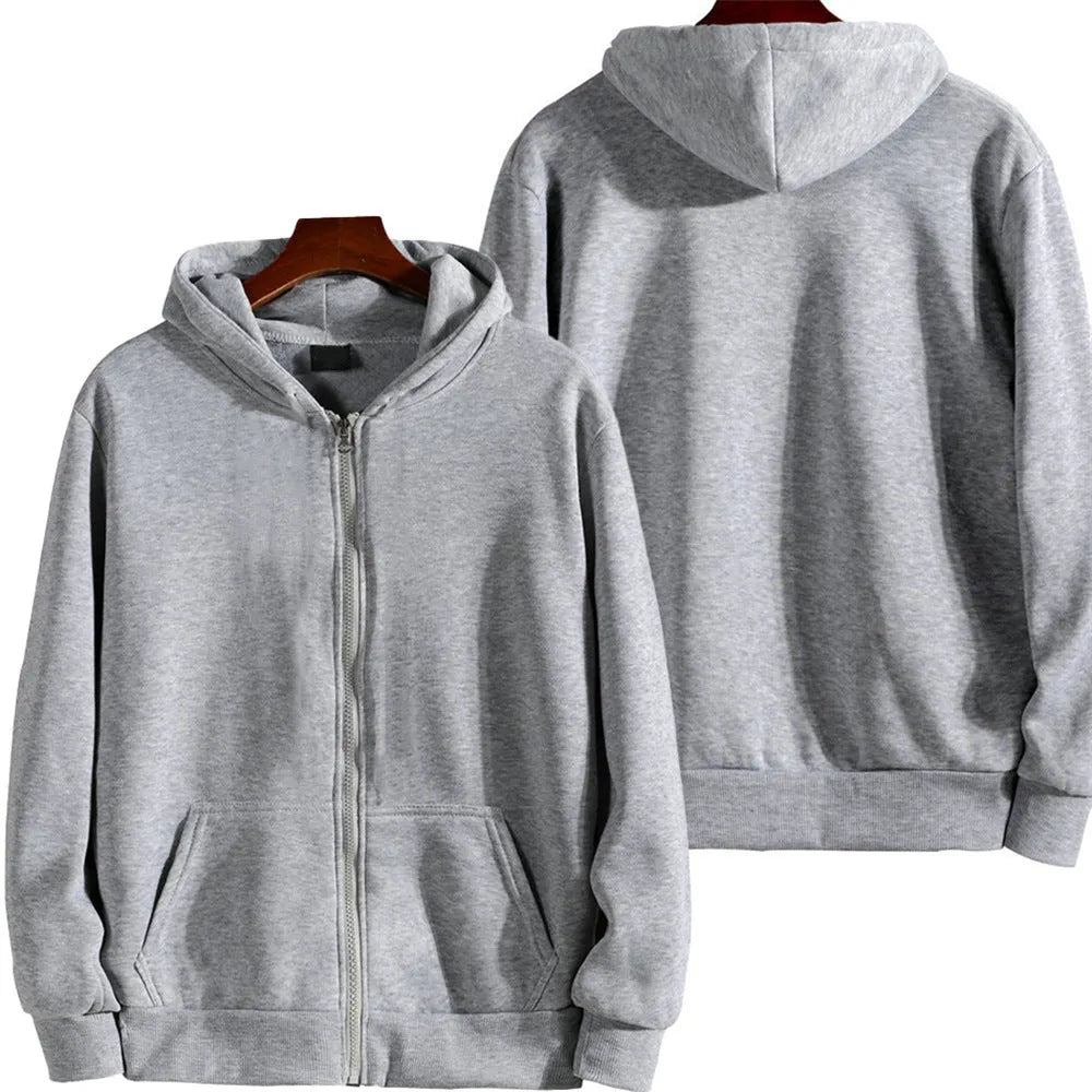Men's loose fit solid colour sports zip jacket in lightweight fabric