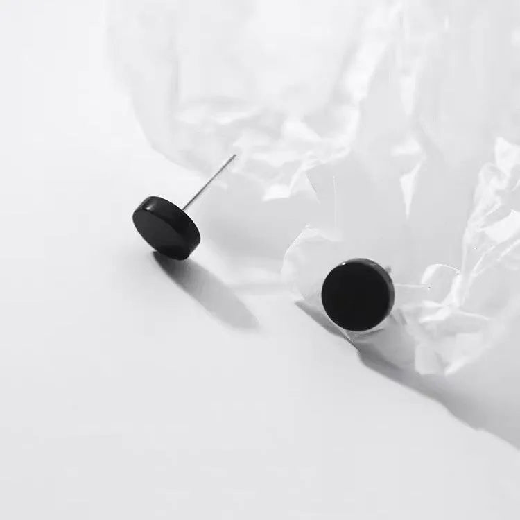 S999 sterling silver flat bone stud earrings in round geometric shape