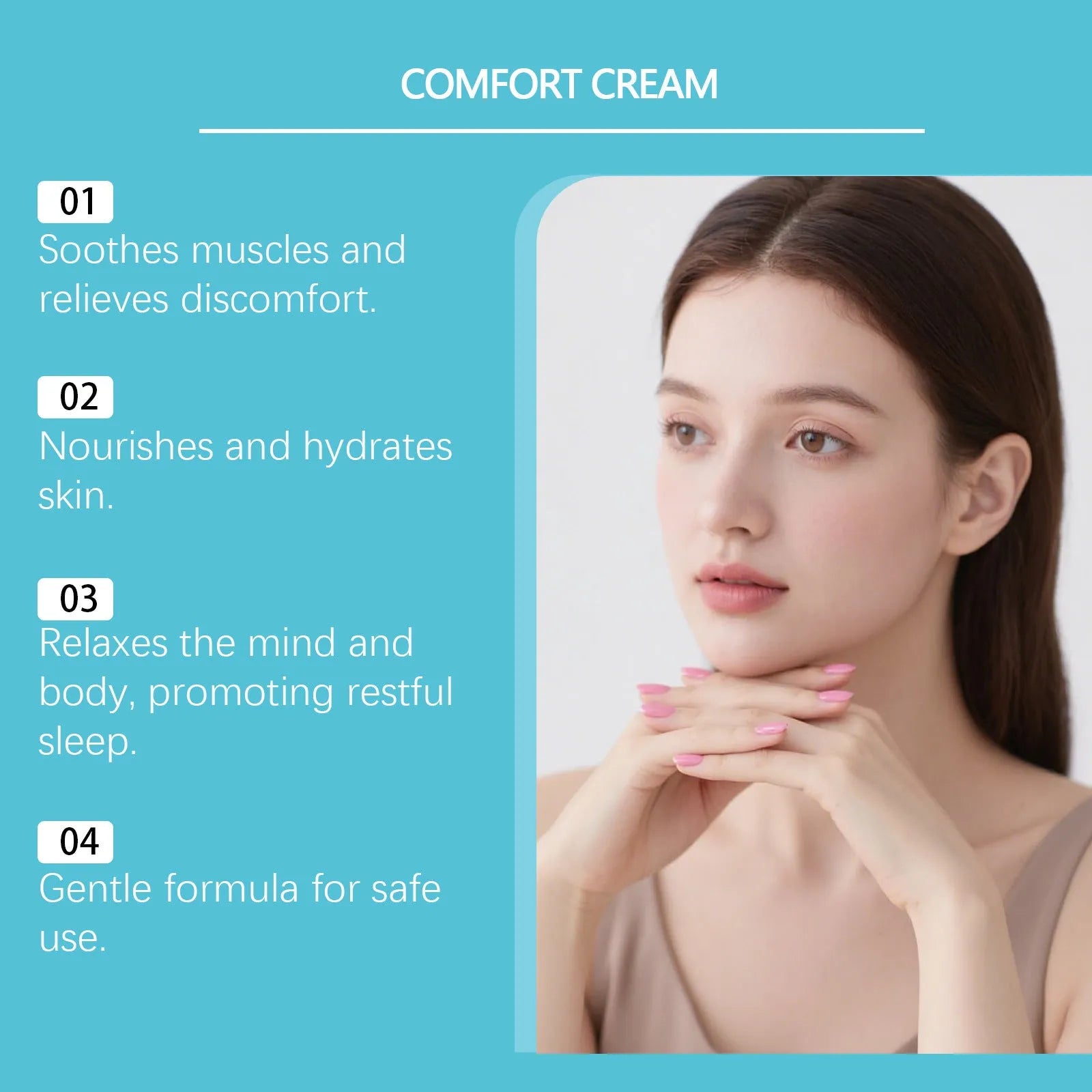 50g moisturising cream jar with glycerin and mineral oil formulation measuring 5cm square