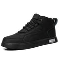 Men's white mid-top casual sports shoes with lace-up front and round toe.