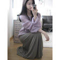 Purple women's blouse with princess sleeves and shoulder strap design in lightweight ice silk fabric