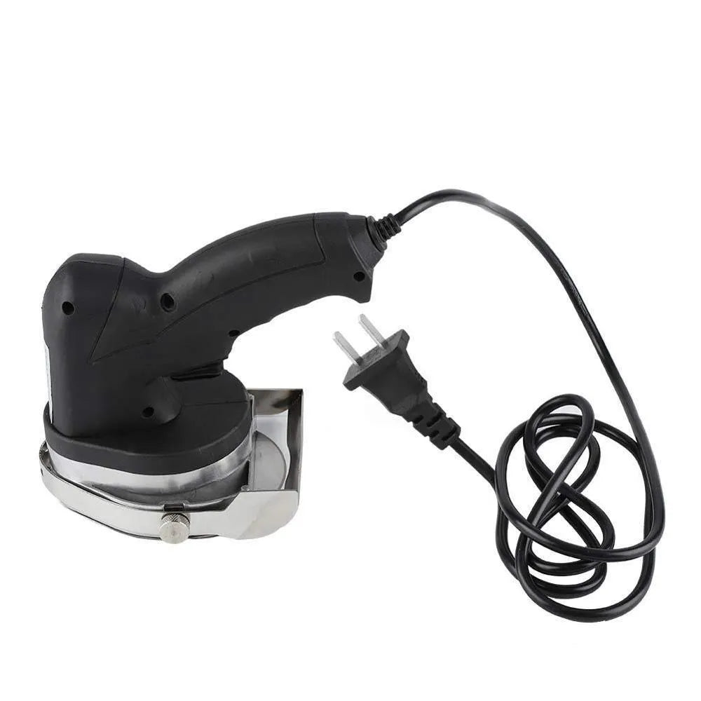 Black electric meat cleaver with EU plug for turkey barbecue preparation and meat processing