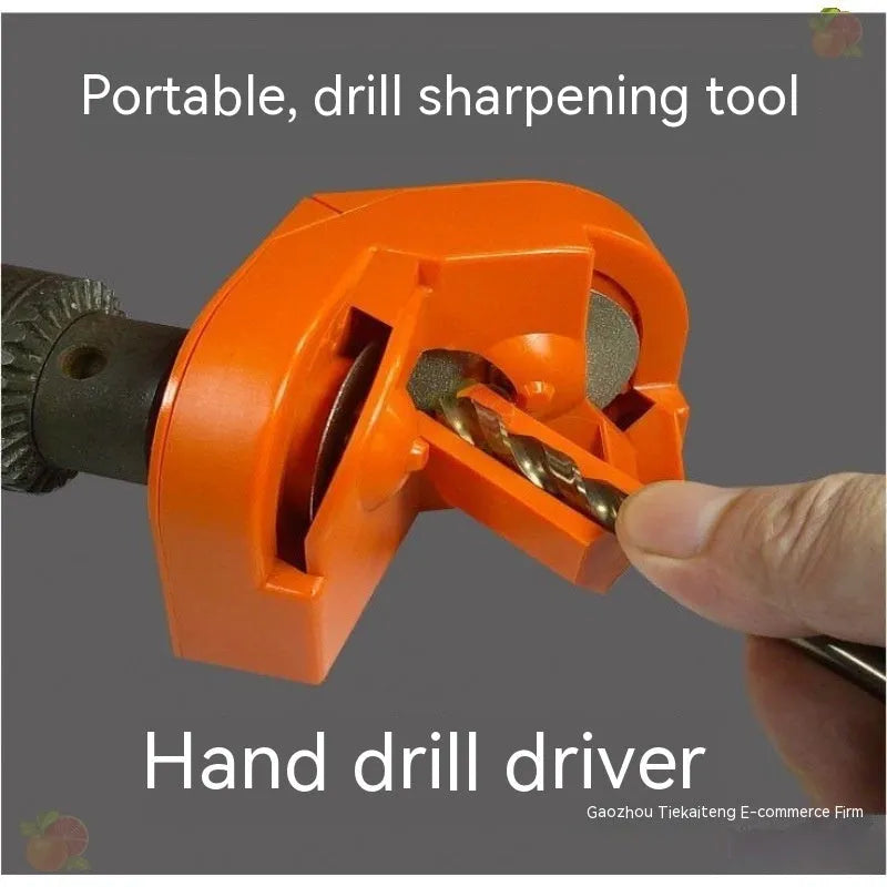 Portable grinding tool with orange and black sanding sets and universal drill attachment