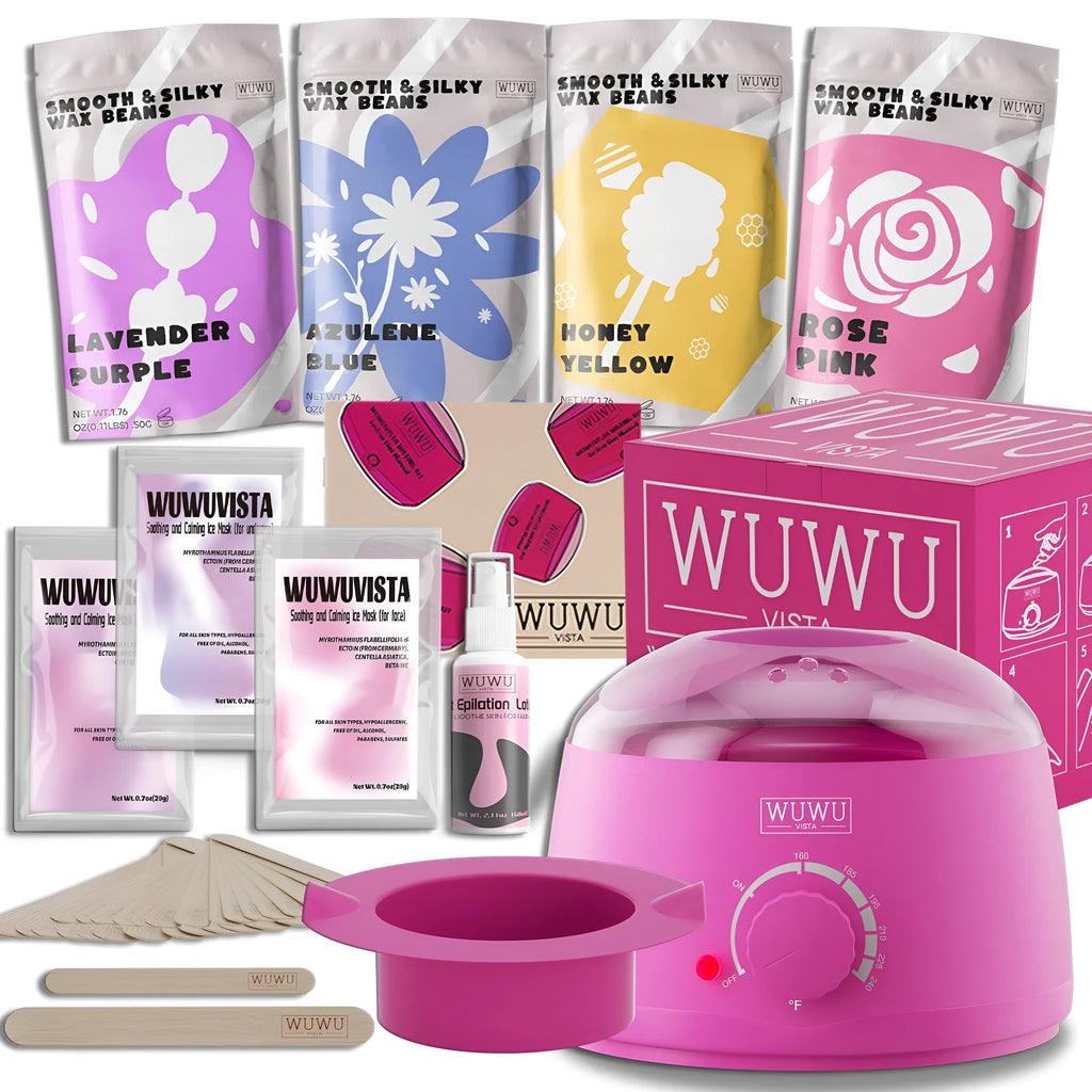 29-piece waxing kit with black wax warmer, wax beans, facial and body sticks, aftercare products