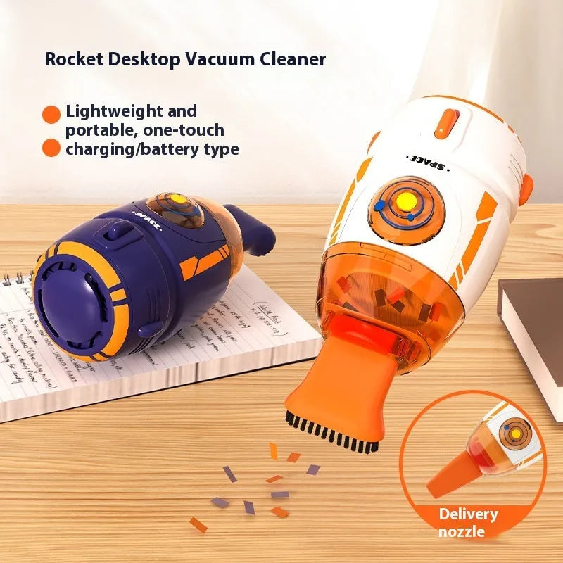 USB charging handheld desktop vacuum cleaner in blue colour with compact design for desk cleaning