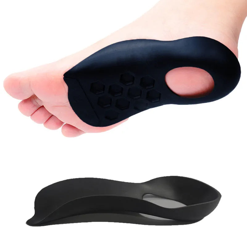Varus correction arch support insoles in black, white, and skin colour for sizes 35-45