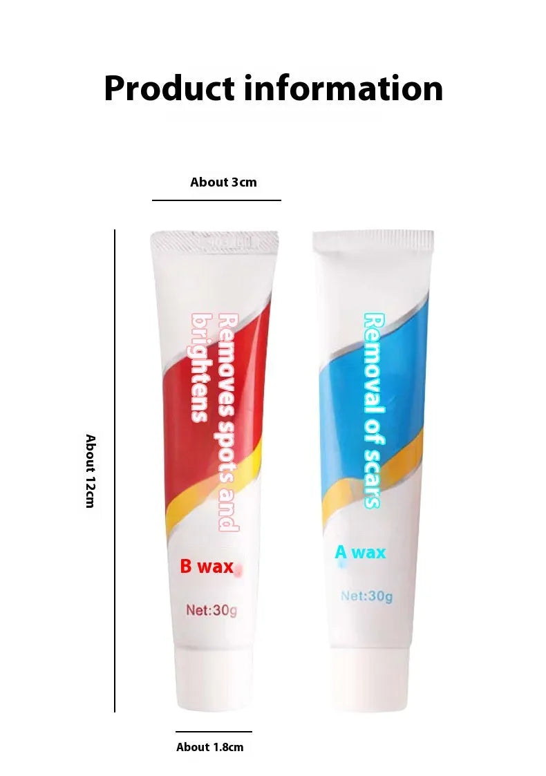 Car repair wax kit containing A and B compounds with frosted sponge mop for scratch removal and paint polishing
