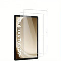 Tempered glass screen protector for Samsung Galaxy tablet next to a cattle leather storage pouch.