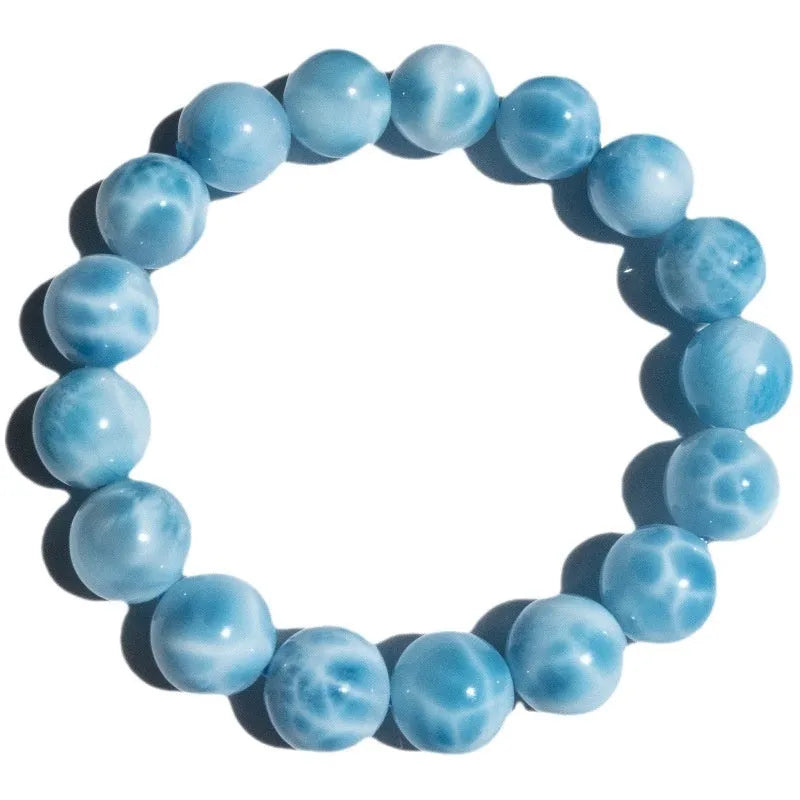 Blue bodhi bracelet with natural crystal sea-pattern stones and pearl accents