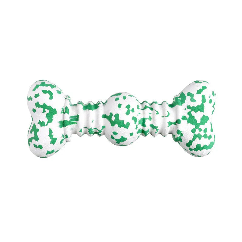 Natural rubber dog chew toy in camouflage colours for medium and large aggressive chewers