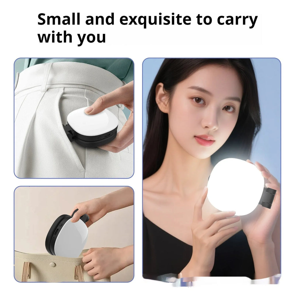 Black and white mobile phone magnetic selfie fill light with three-colour temperature adjustment