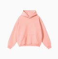 Men's grey cotton terry hooded sweater with loose fit and drop-shoulder sleeves