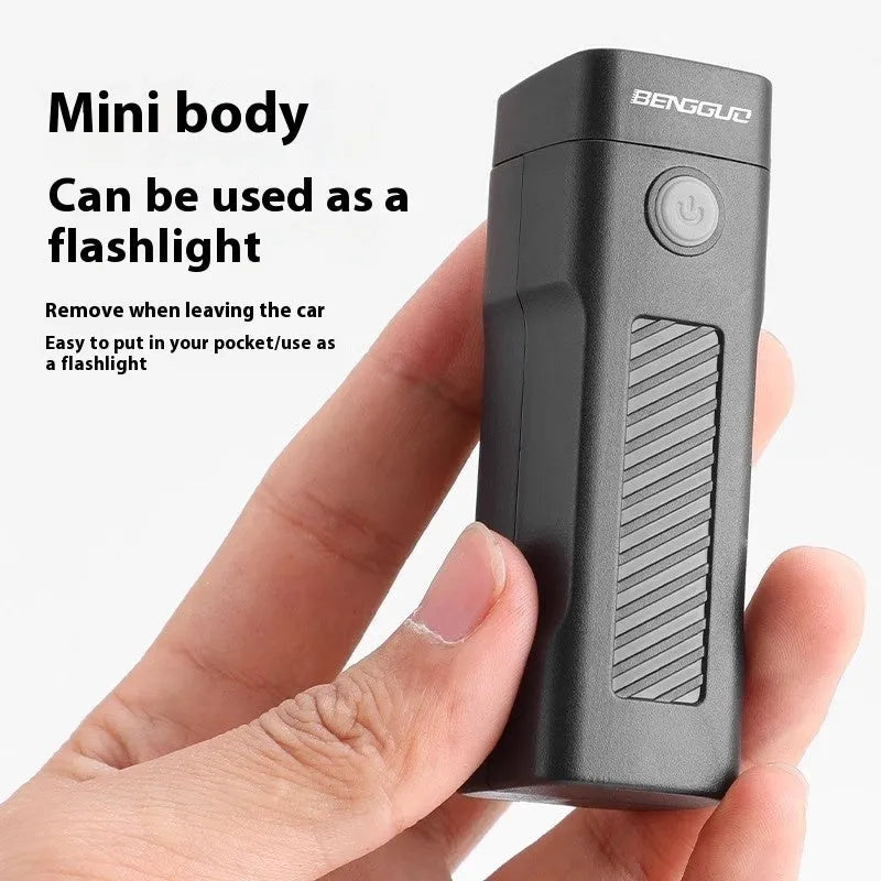 USB rechargeable bicycle headlight mounted on handlebars with quick release strap bracket