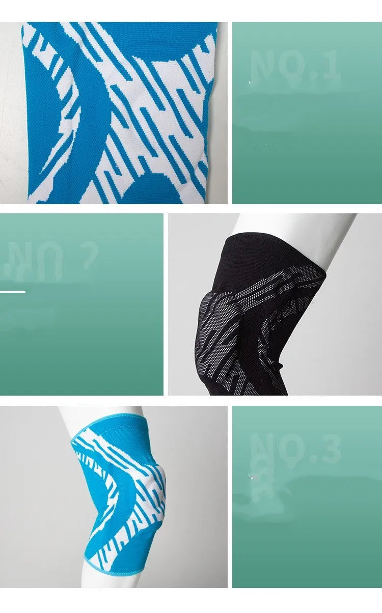 Black pressurised basketball knee pad showing elastic nylon construction for sports protection