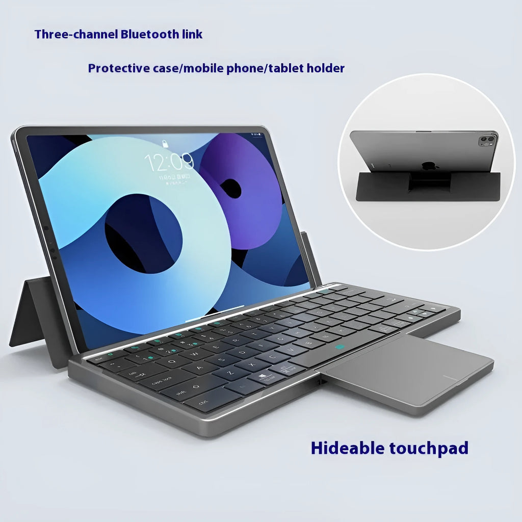 Three-in-one wireless Bluetooth keyboard with leather sheath stand case for iPad and mobile phones