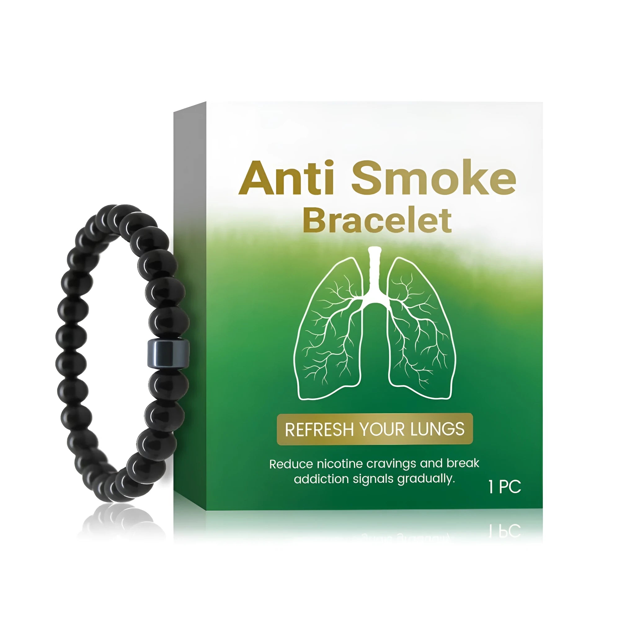 Men's smoke prevention bracelet made from glass and black gallstone with adjustable design