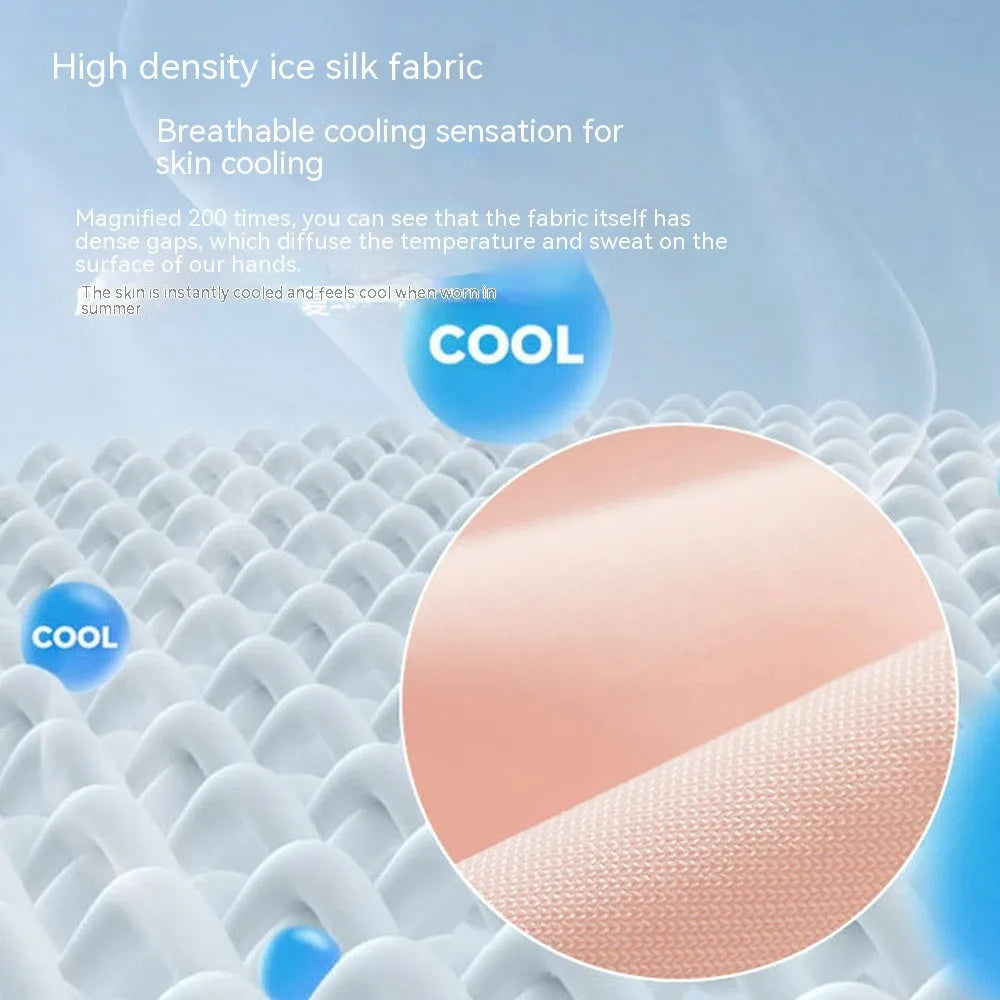 Women's thin nylon sunscreen gloves with ice silk cooling in various colours on a hand.