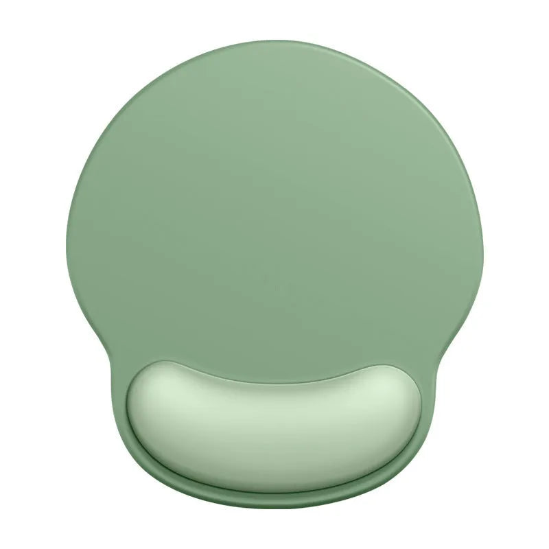 Silicone mouse mat with wrist support in various colour options showing 220mm x 250mm dimensions