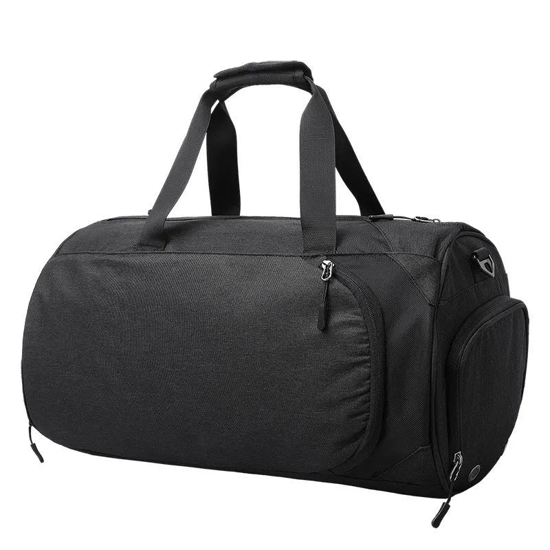 Medium oval travel bag in Oxford cloth with multiple internal compartments and a single strap