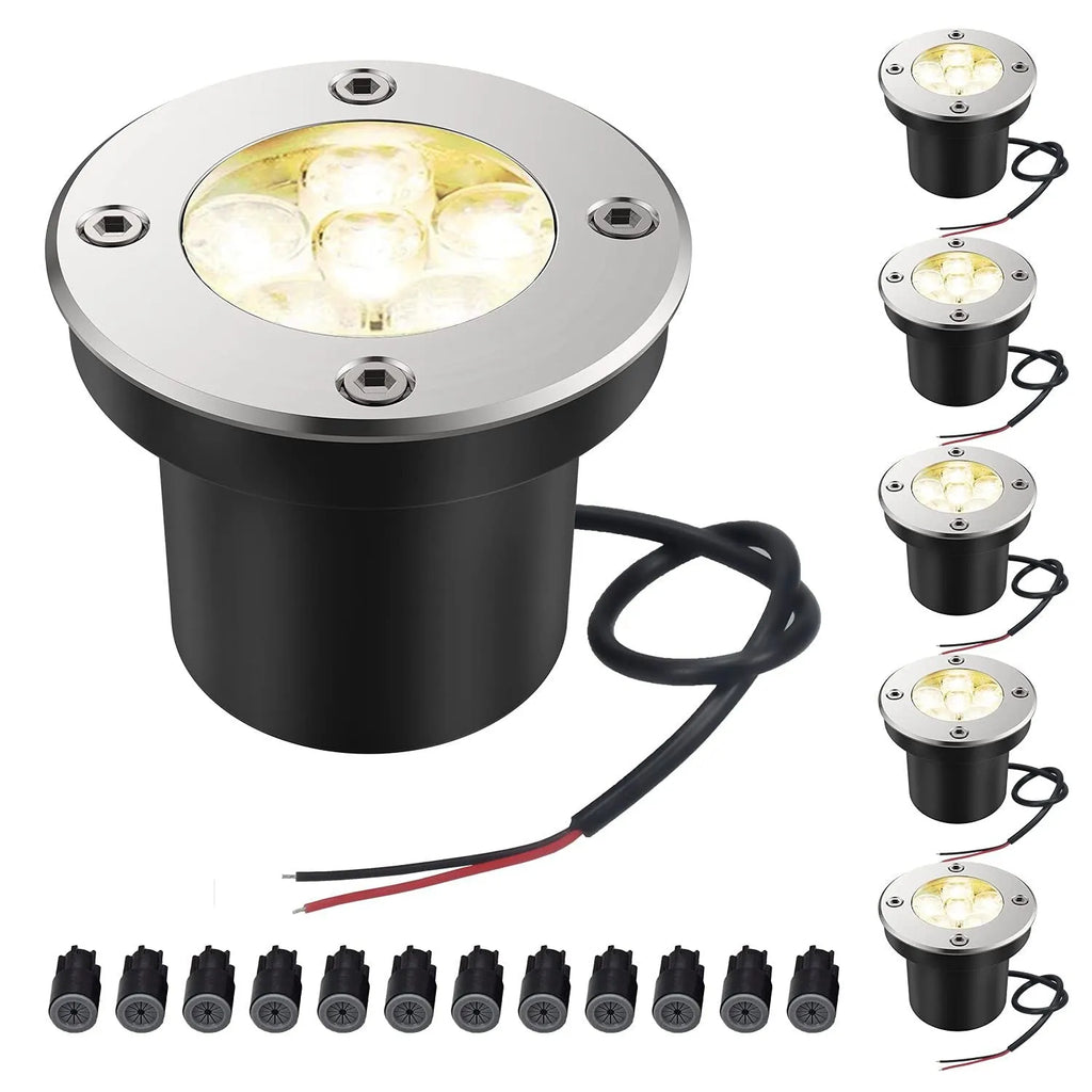 Round black LED COB underground light with stainless steel cover and tempered glass lens for outdoor garden lighting